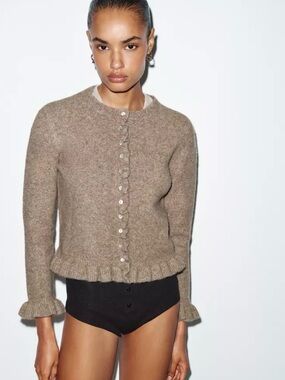 Zara Taupe Knit Cardigan